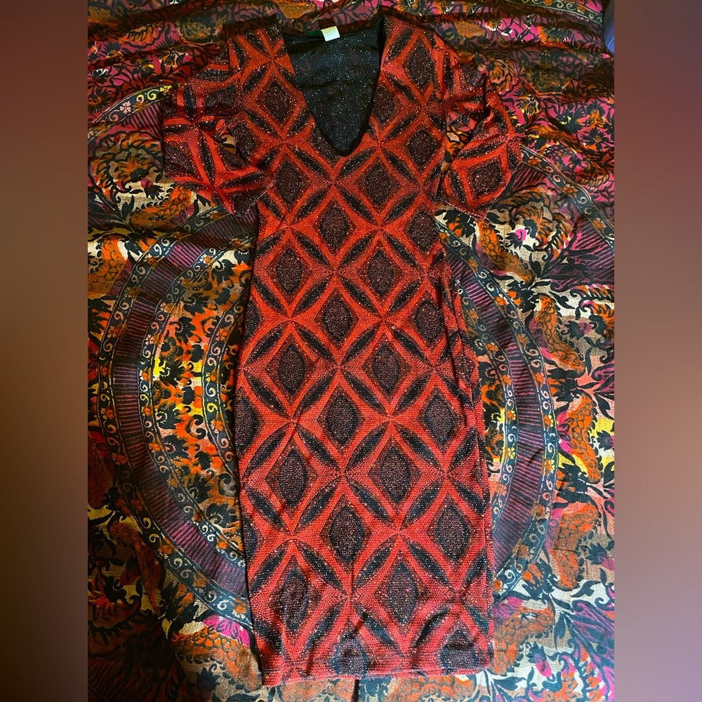 Sexy deep plunge bodycon dress / vintage